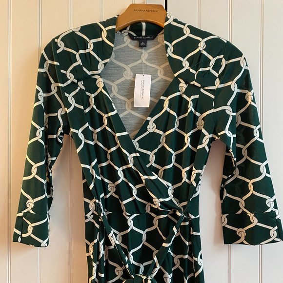 NWT Banana Republic Green Rope Midi Tie Dress - Picture 3 of 4